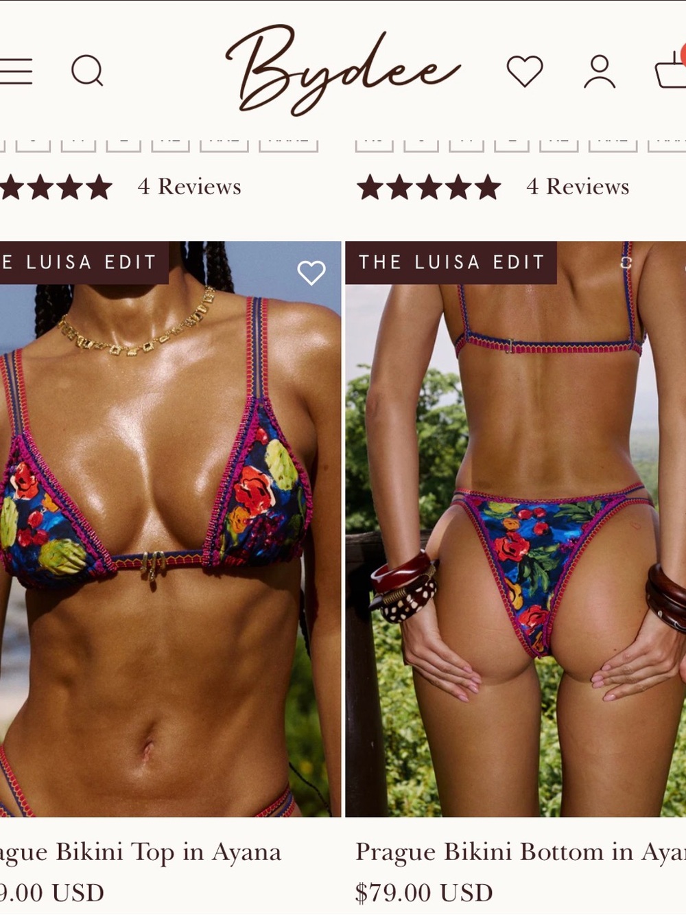 Bydee Prague Bikini Top (S) and Bottom (M) in Ayana